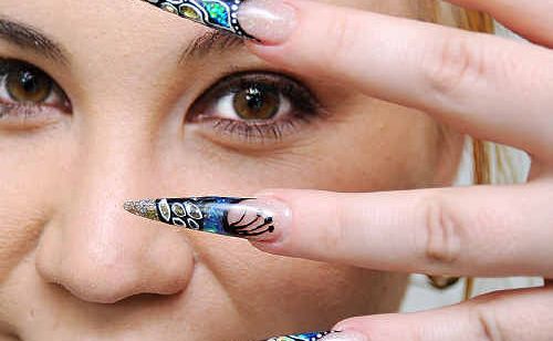 Jade Molloy with her designer nails. Jade Molloy with her designer nails.